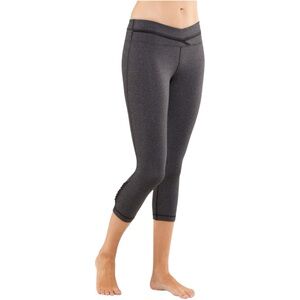 Lululemon Priiti Crop Heathered Black with Black Stripes Galore Womens Size 8